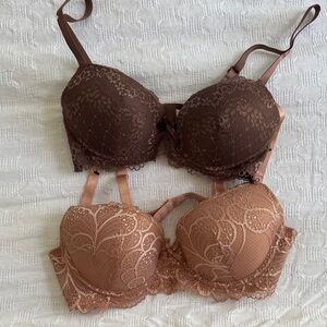 Luxe Lace Underwire Bra Set - Chocolate & Nude